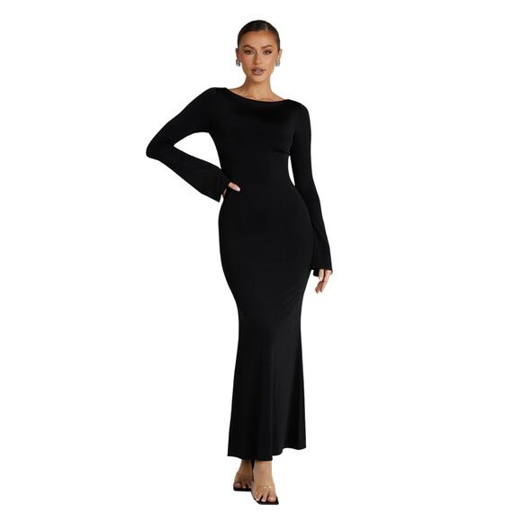 Meshki Tarna Slinky Fishtail Maxi Dress Black Size XL NWT - Picture 2 of 7